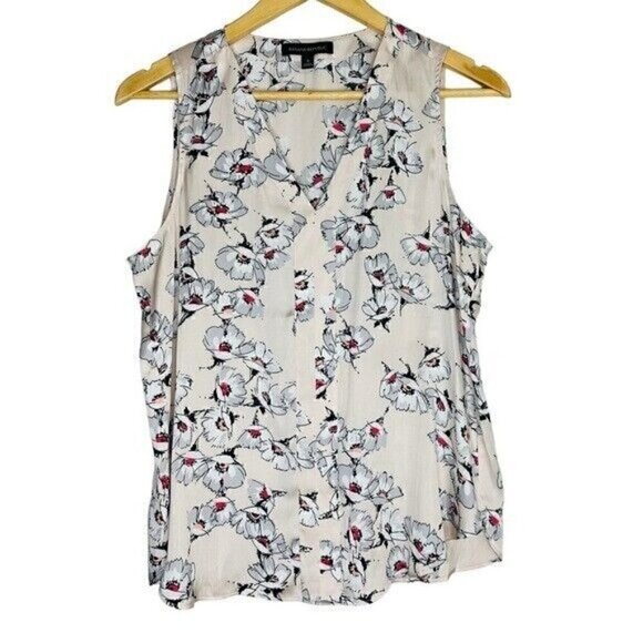 Banana Republic Floral Sleeveless Satin Blouse Size Small - Picture 1 of 5
